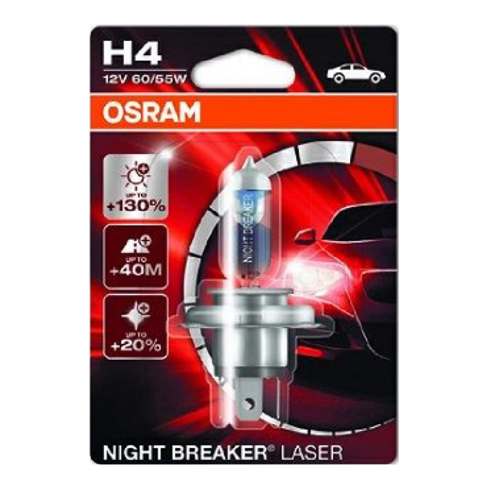 

Лампа H4 OSRAM 64193NBL-01B 60/55W 12V P43T, NIGHT BREAKER LASER, (блистер) (1шт.)