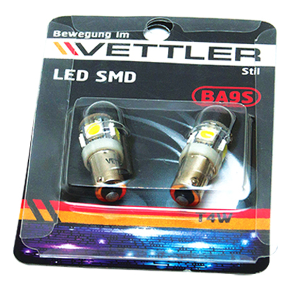 

Лампа VETTLER светодиодная BA9S 12В 5 SMD BA9S-12-5050-5 white 2шт