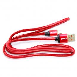 Кабель WIIIX CB810-2A-U8-LR-10R USB-Lightning 1м красный эко-кожа