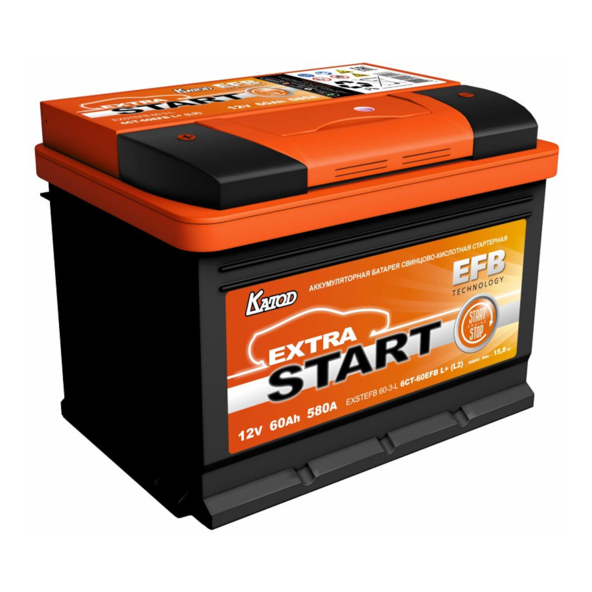 Extra START  EFB  60Ah  580 En (пр)  EXSTEFB 60-З-L 242х175х190