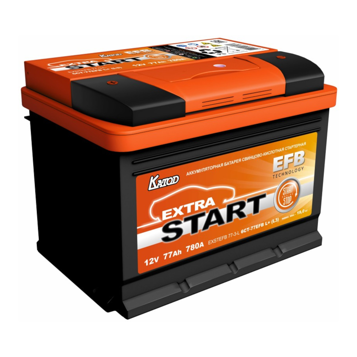 Extra START  EFB  77Ah  780 En (пр)  EXSTEFB 77-З-L 276х175х190