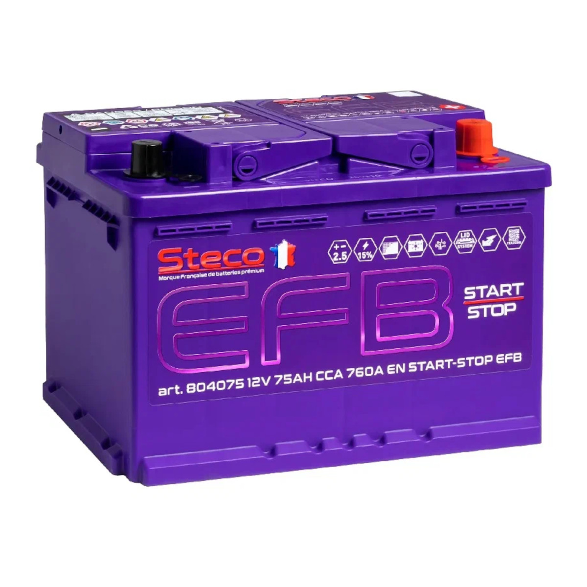 STECO EFB 75Ah 760 En (обр) 804075 276х175х190