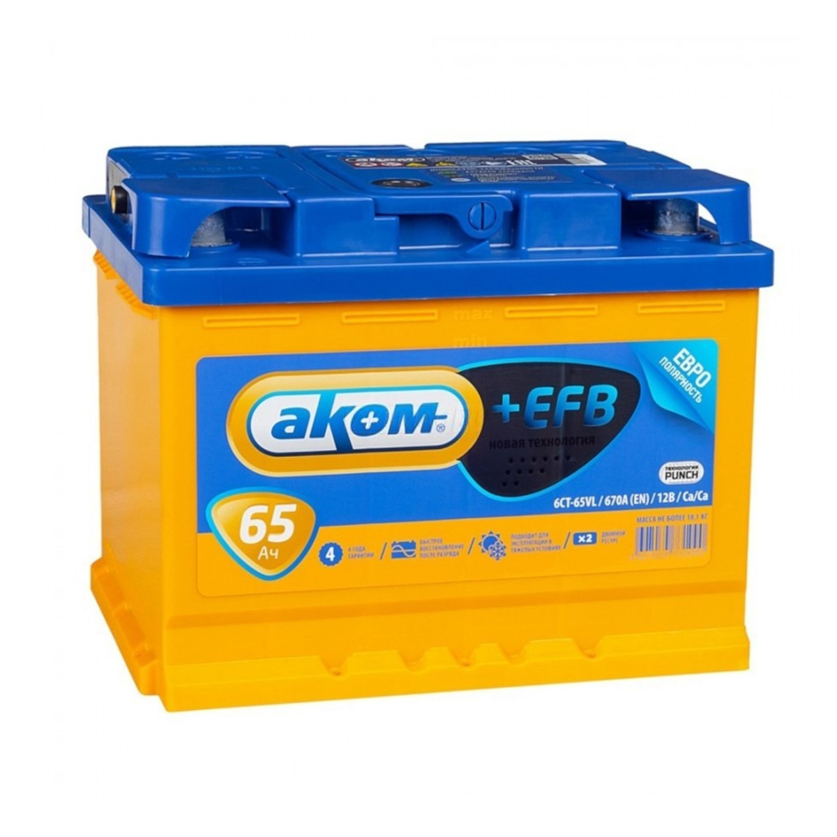 AKOM  +EFB (Start-Stop)  65Ah  670 En (обр)  4607034731090 242х175х190  (товар по акции)