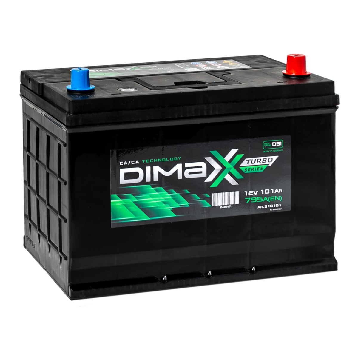 DIMAXX  turbo Asia  101Ah  795 En (обр)  [310101]  306х175х225  (товар по акции)