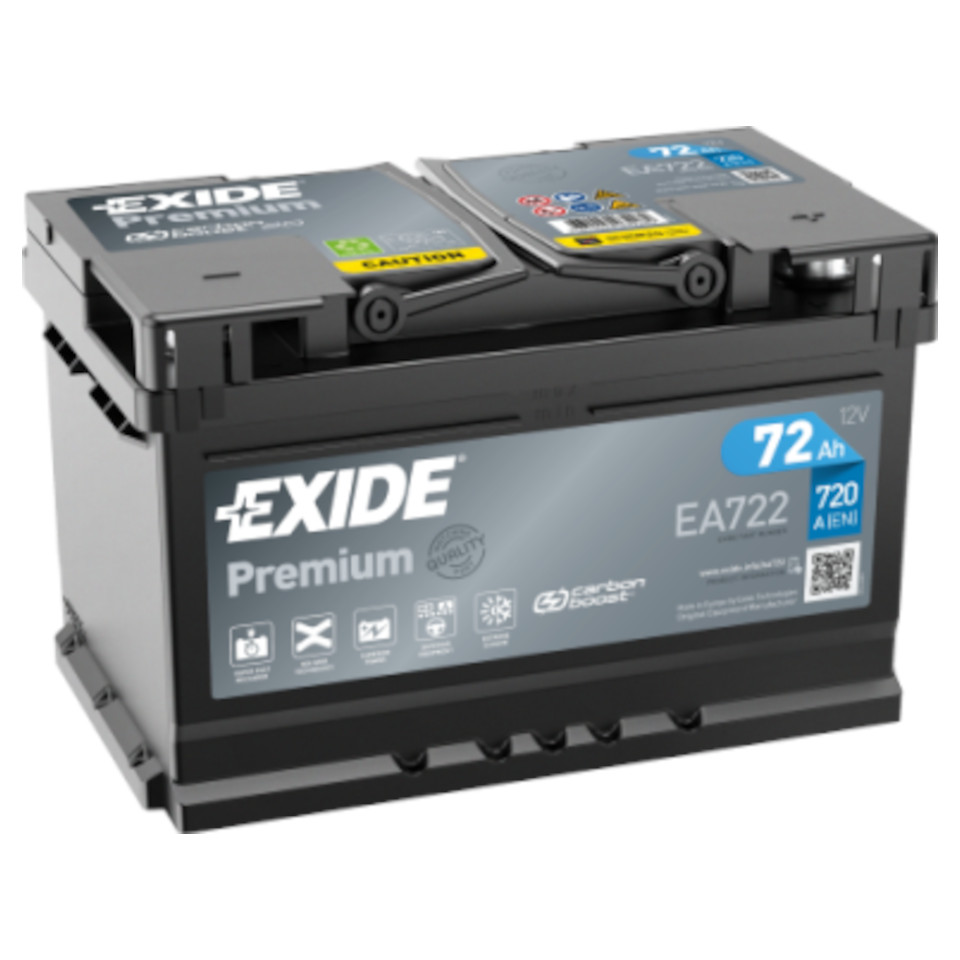 EXIDE  Premium  72Ah  720 En (обр)  EA722 276х175х175